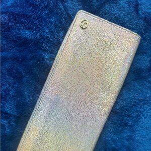 Shimmery metallic suede Gucci Clutch Purse very versatile champagne pink